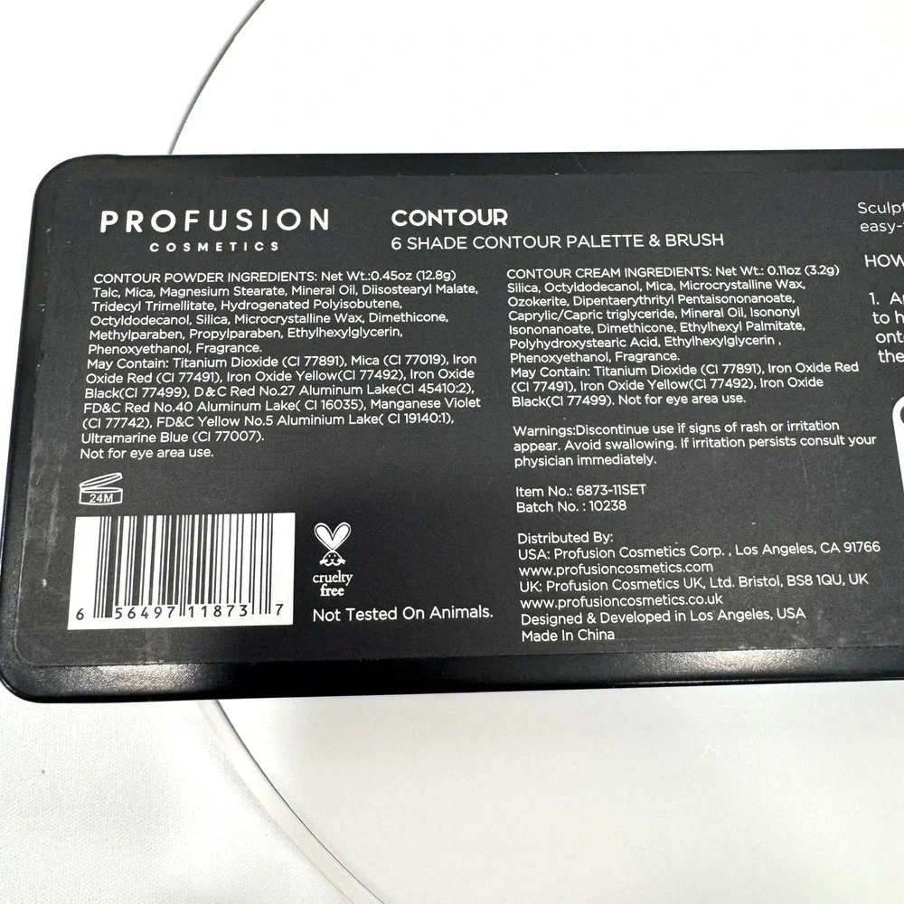 Profusion Cosmetics 6 Shade Contour Palette and Brush Kit 6873-11SET Black Case